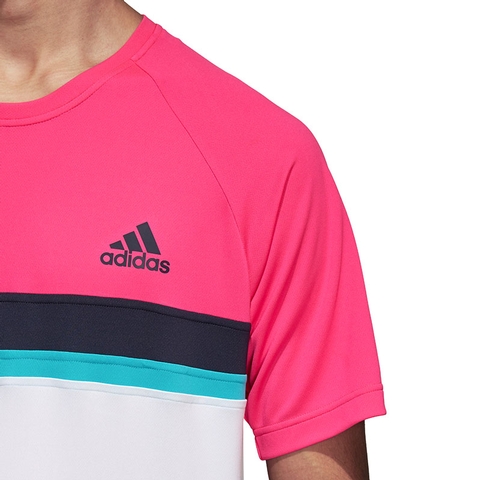 Adidas Club Color Block Men's Tennis Tee Shockpink